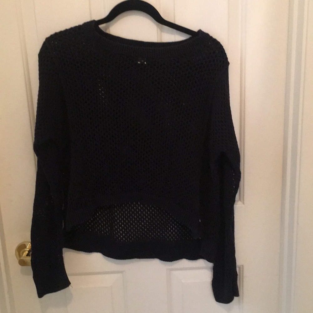 Navy Crochet Sweater
